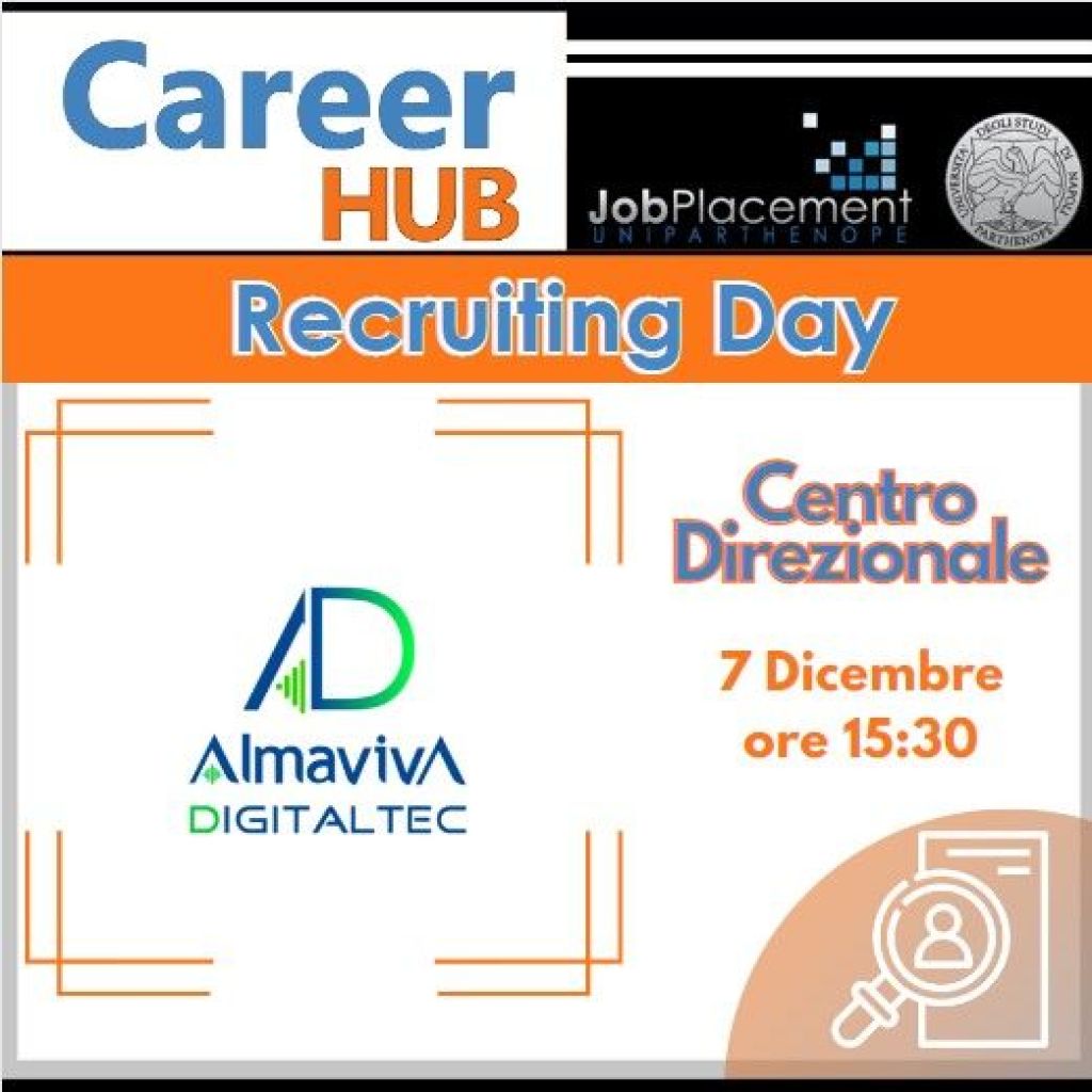 Recruiting Day | Almaviva Digitaltec | 7.12 ore 15:30 | Aula Magna